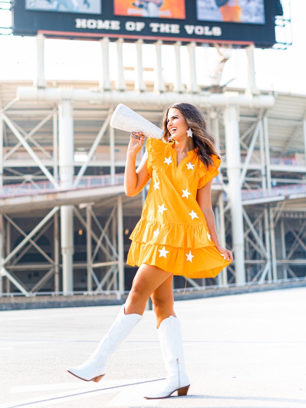 Fantastic Fawn | Orange Sequin Ruffle Dress | Large | NWT